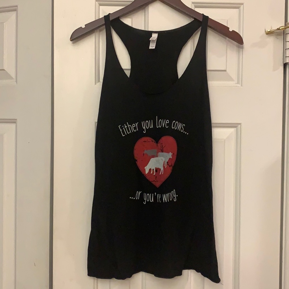 😍 Bella Canvass Black tank Either you love Cows or you’re wrong S *see last pic